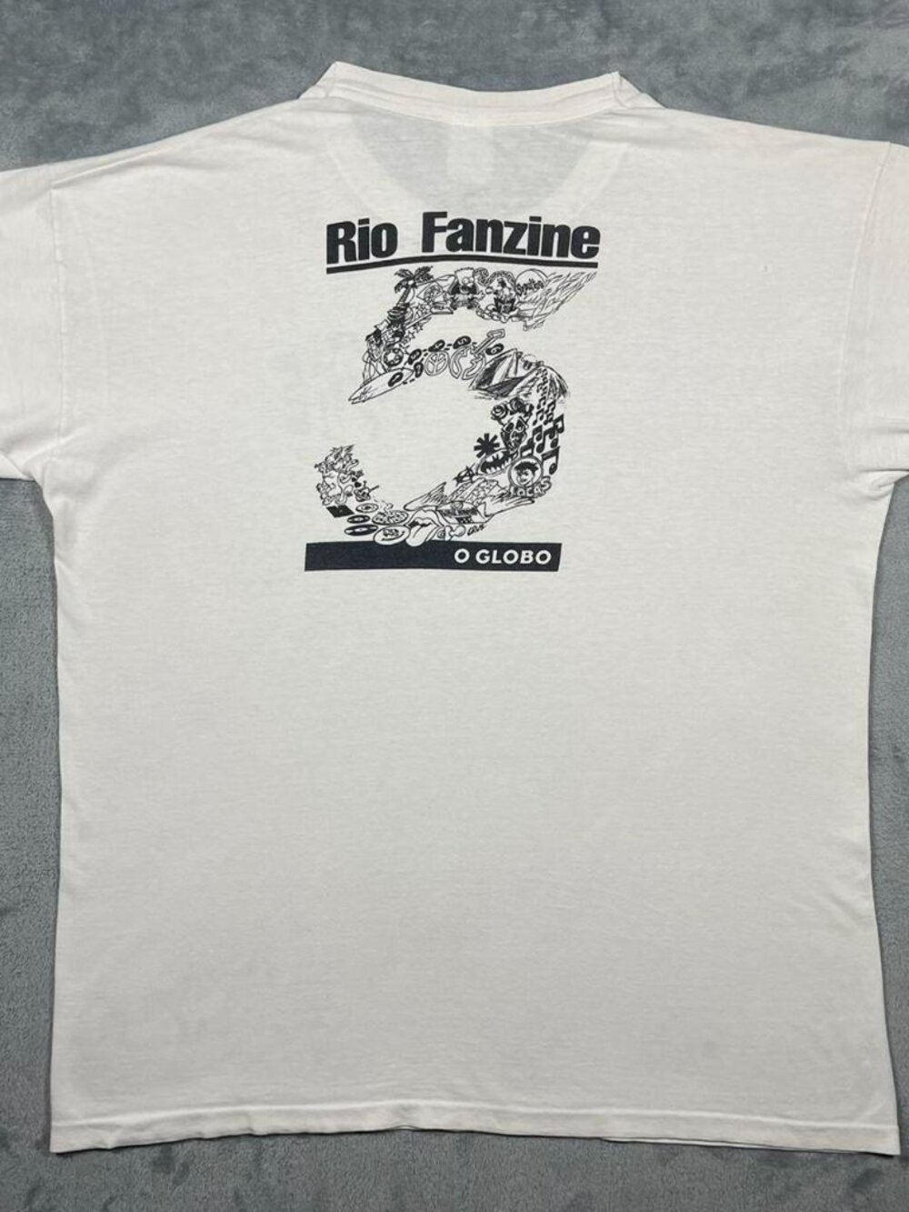 Vintage Rio Fanzine O Globo Brazil T Shirt Single Stitch White Graphic Tee XL